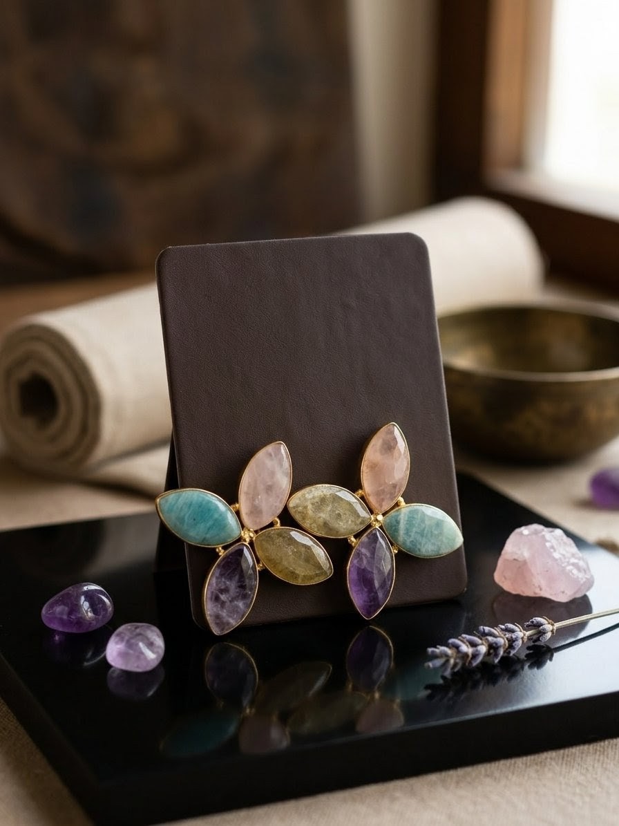 Earth & Ether Marquise Gemstone Cluster Earrings
