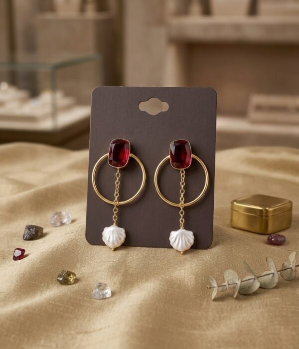Ruby Pearl Hoop Earrings