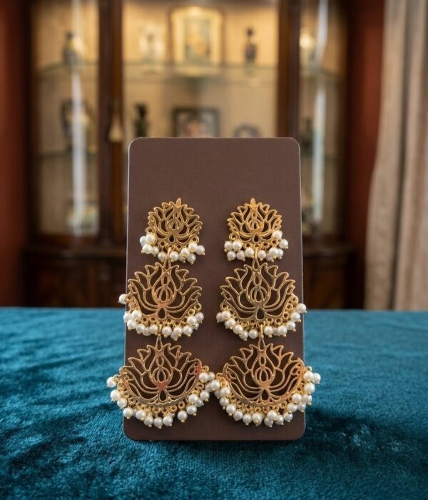 Pearl Lotus Cascade Earrings