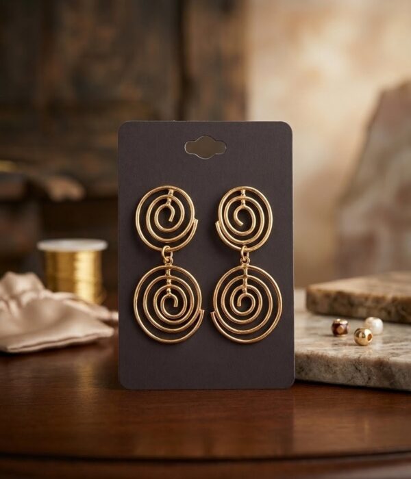 Golden Spiral Statement Earrings