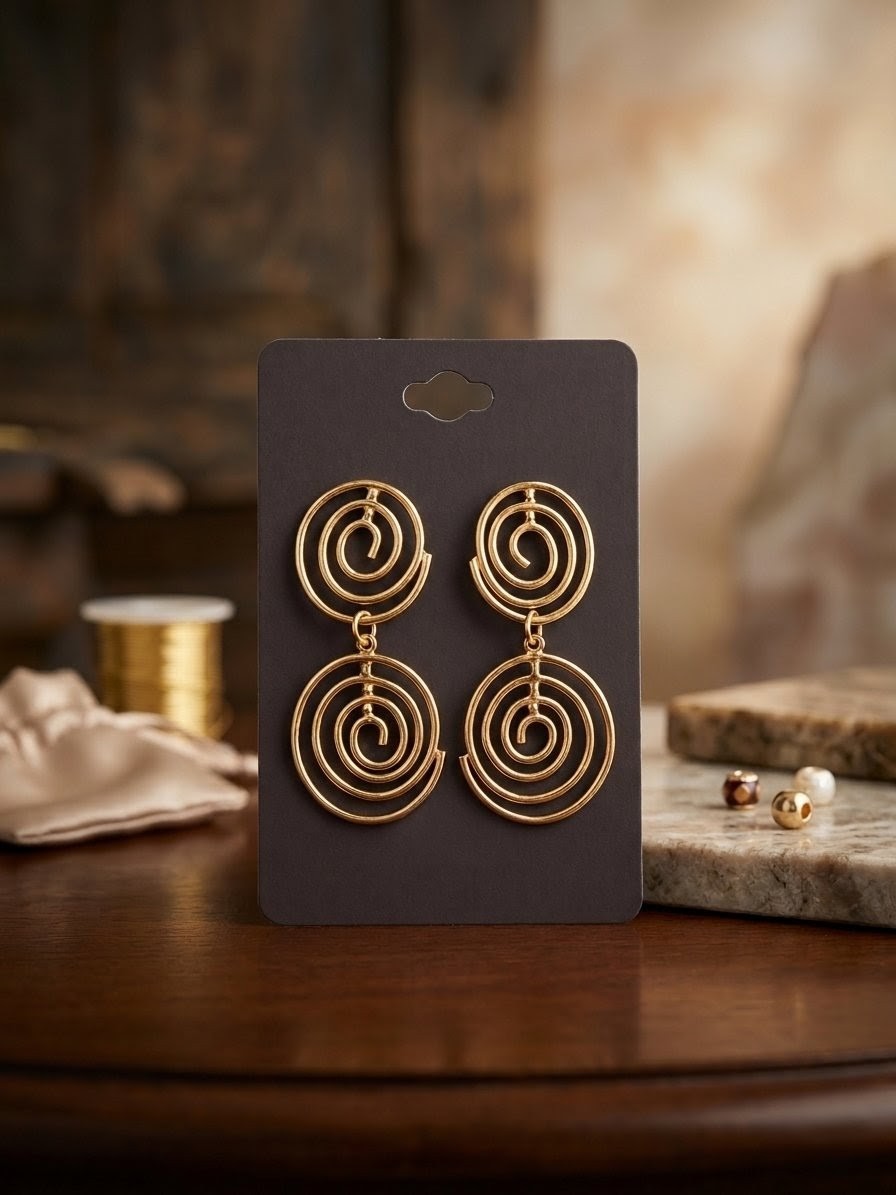 Golden Spiral Statement Earrings