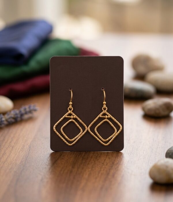 Minimalist Geometric Gold Drop Earrings