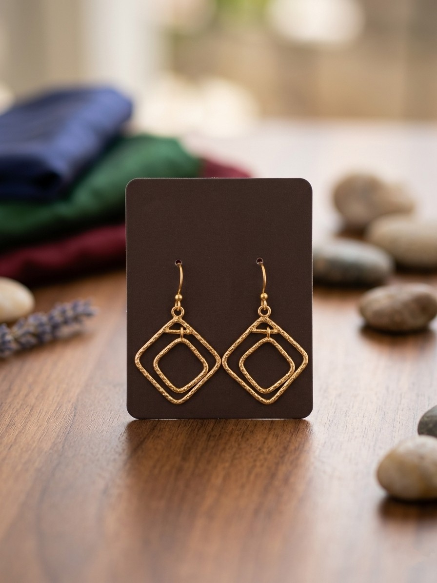 Minimalist Geometric Gold Drop Earrings