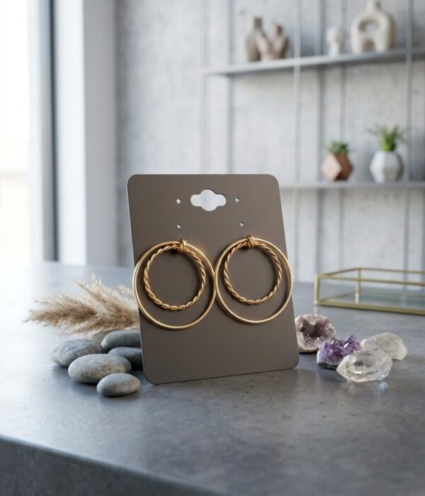 Twisted Double Hoop Gold Earrings