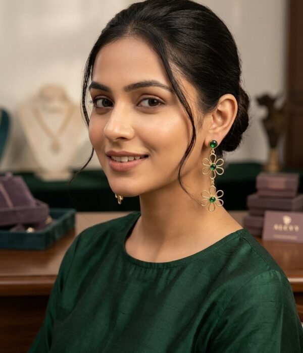 Floral Glossy Stone Earrings