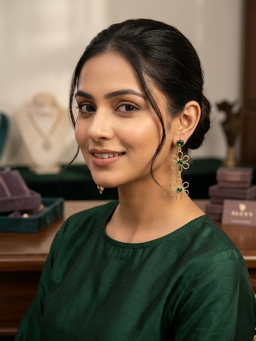 Floral Glossy Stone Earrings