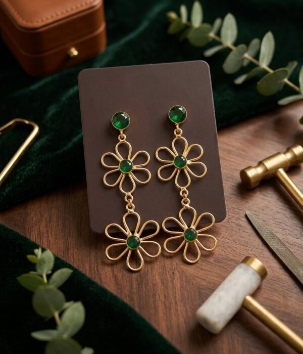 Floral Glossy Stone Earrings