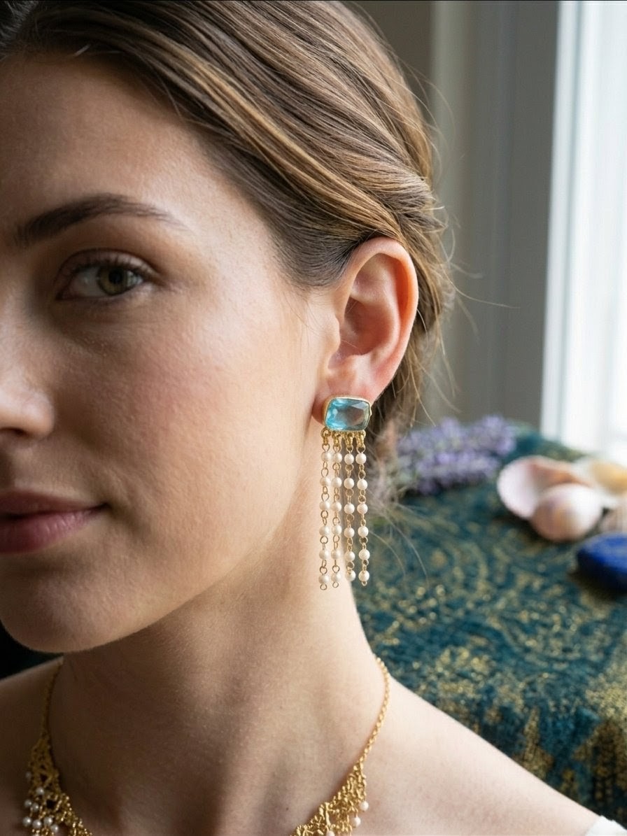 Pearl Cascade Tassel Earrings