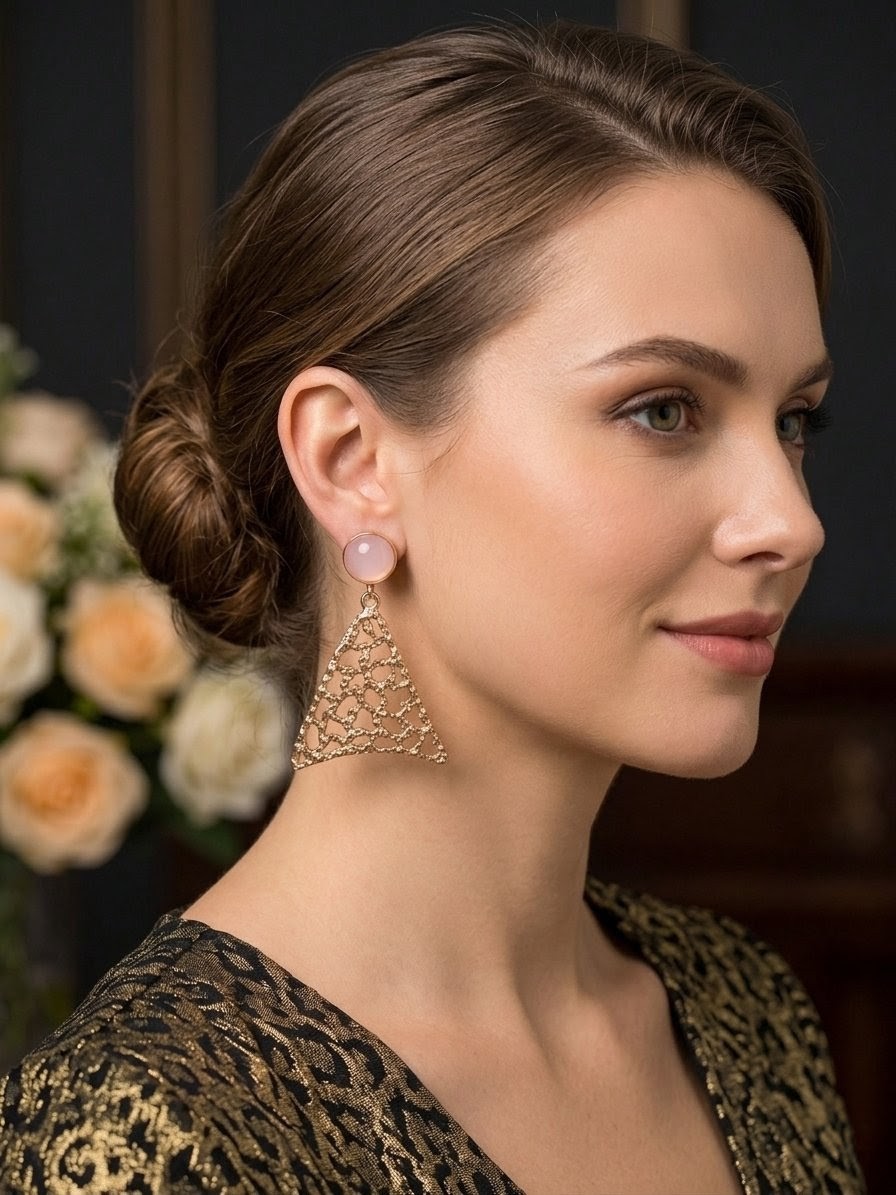 Blush Bloom Geometric Earrings