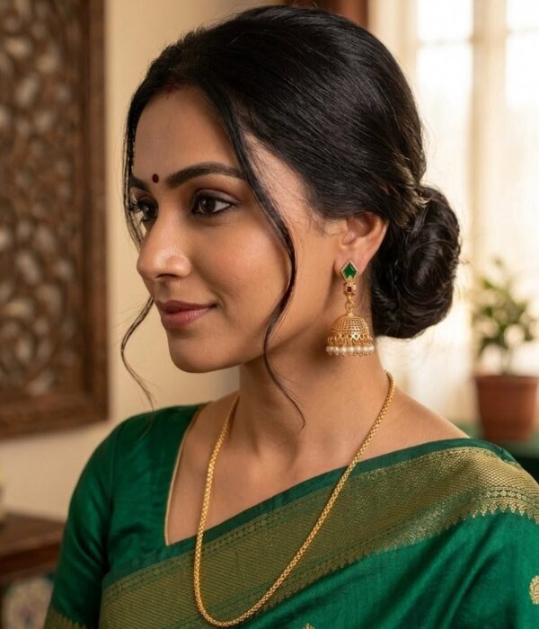 Emerald Pearl Jhumka Earrings