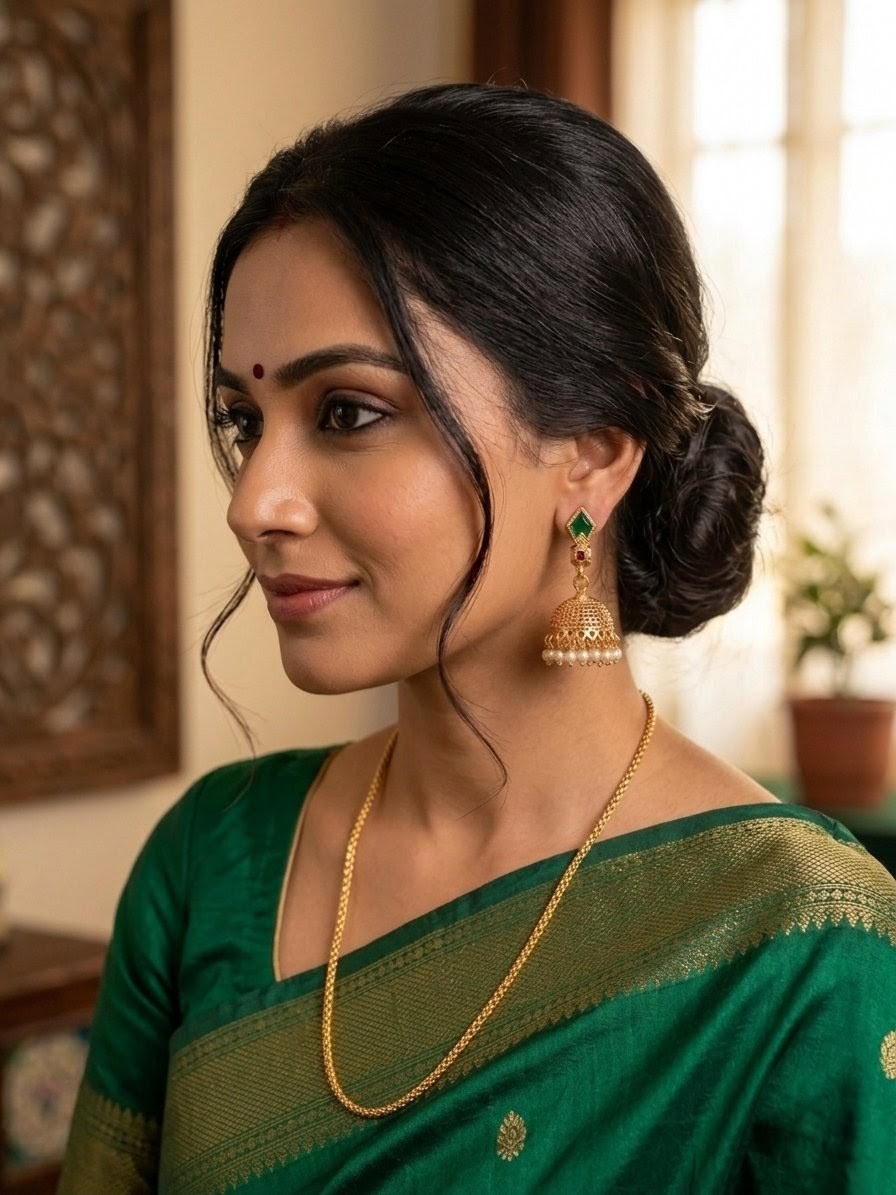 Emerald Pearl Jhumka Earrings