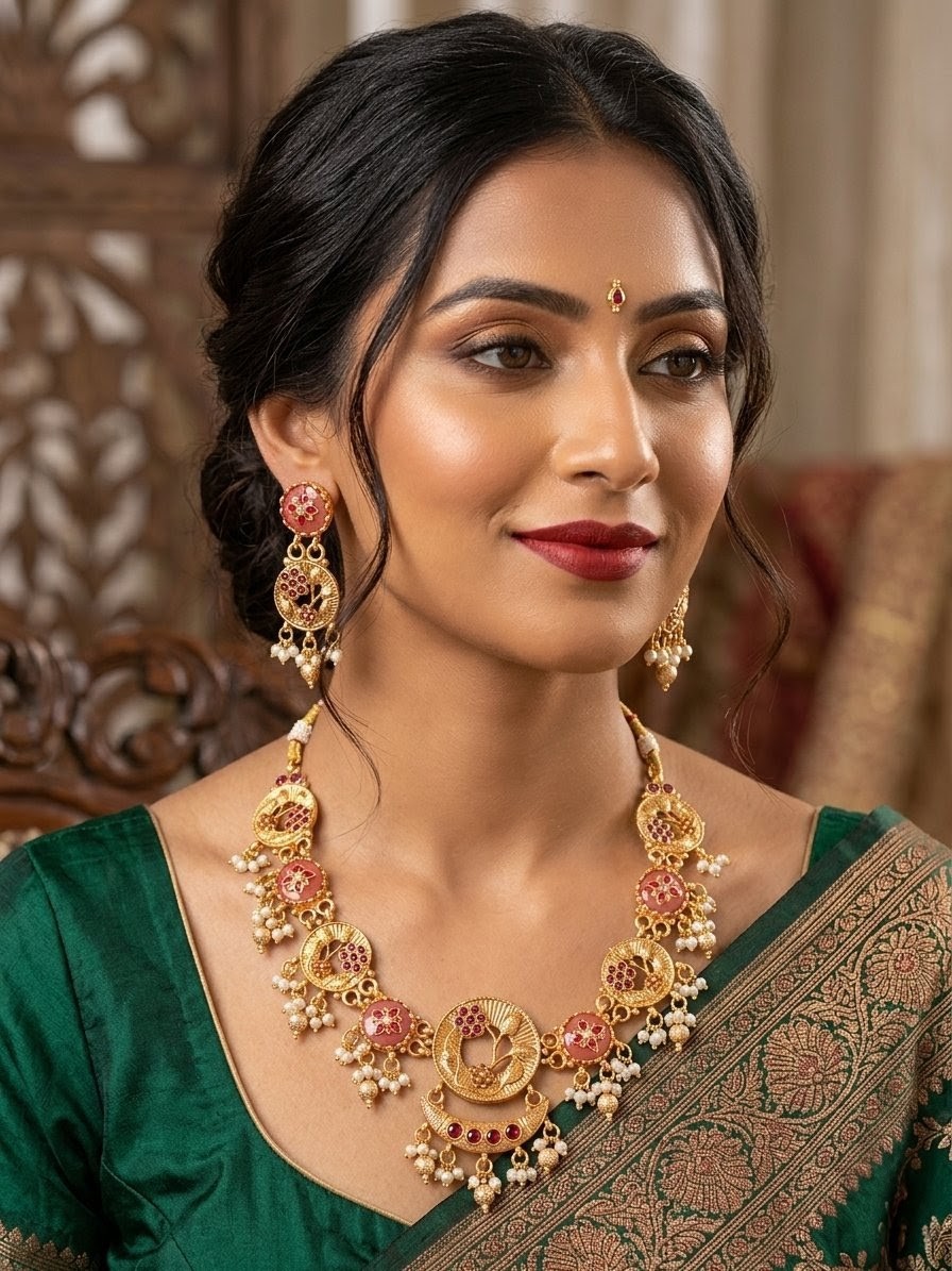 Royal Mayura Temple Necklace Set