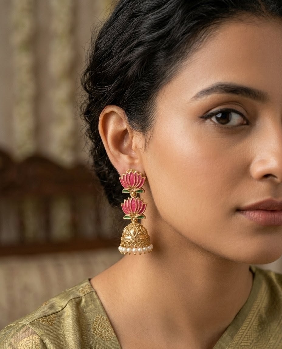 Lotus Pearl Jhumka