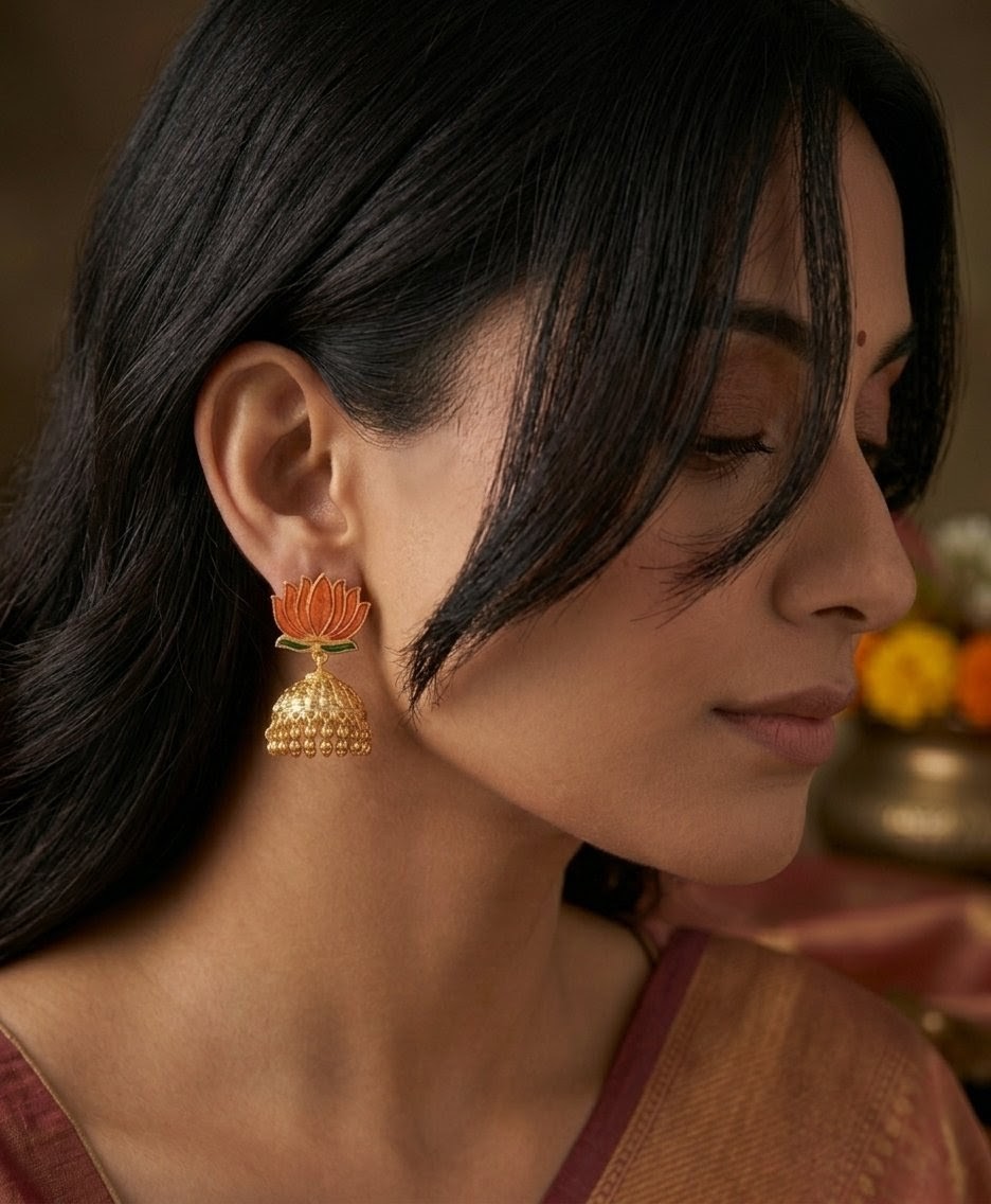 Lotus Heritage Jhumka Earrings