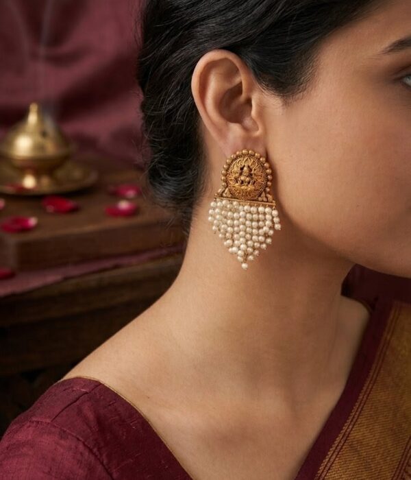 Divine Lakshmi Pearl Cascade Earrings