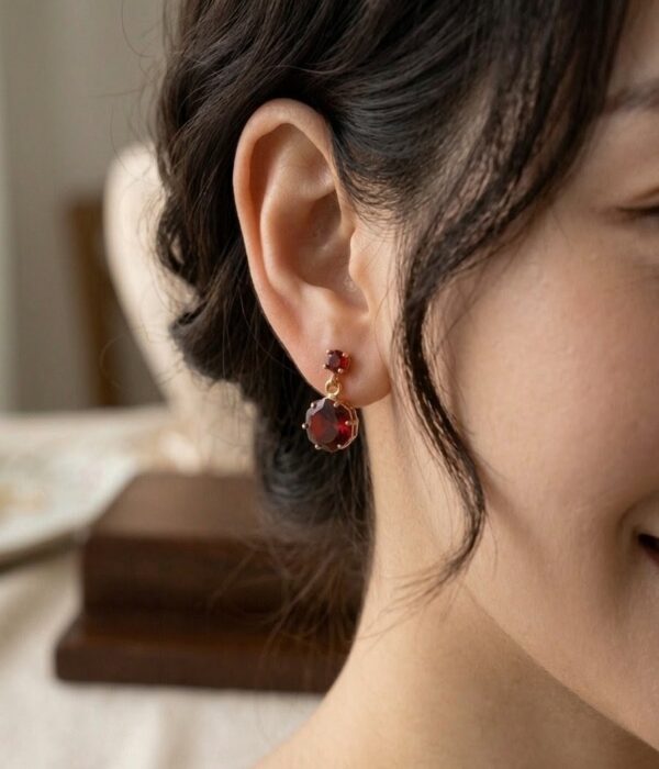 Ruby Red Duo Drop Earrings