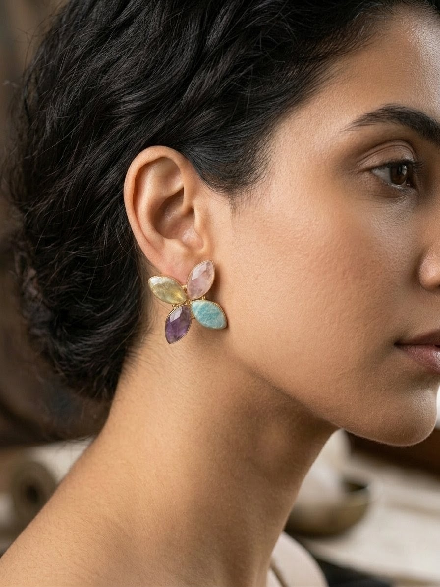 Earth & Ether Marquise Gemstone Cluster Earrings