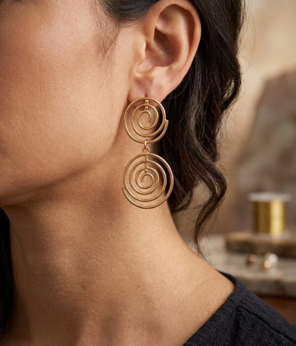 Golden Spiral Statement Earrings