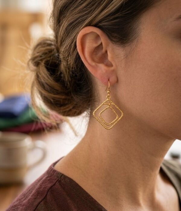 Minimalist Geometric Gold Drop Earrings
