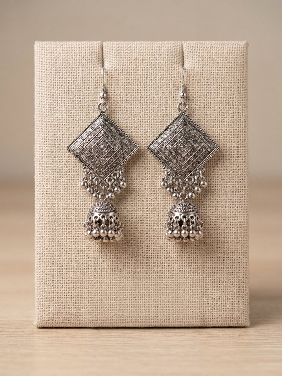Silver Symphony Jhumkas