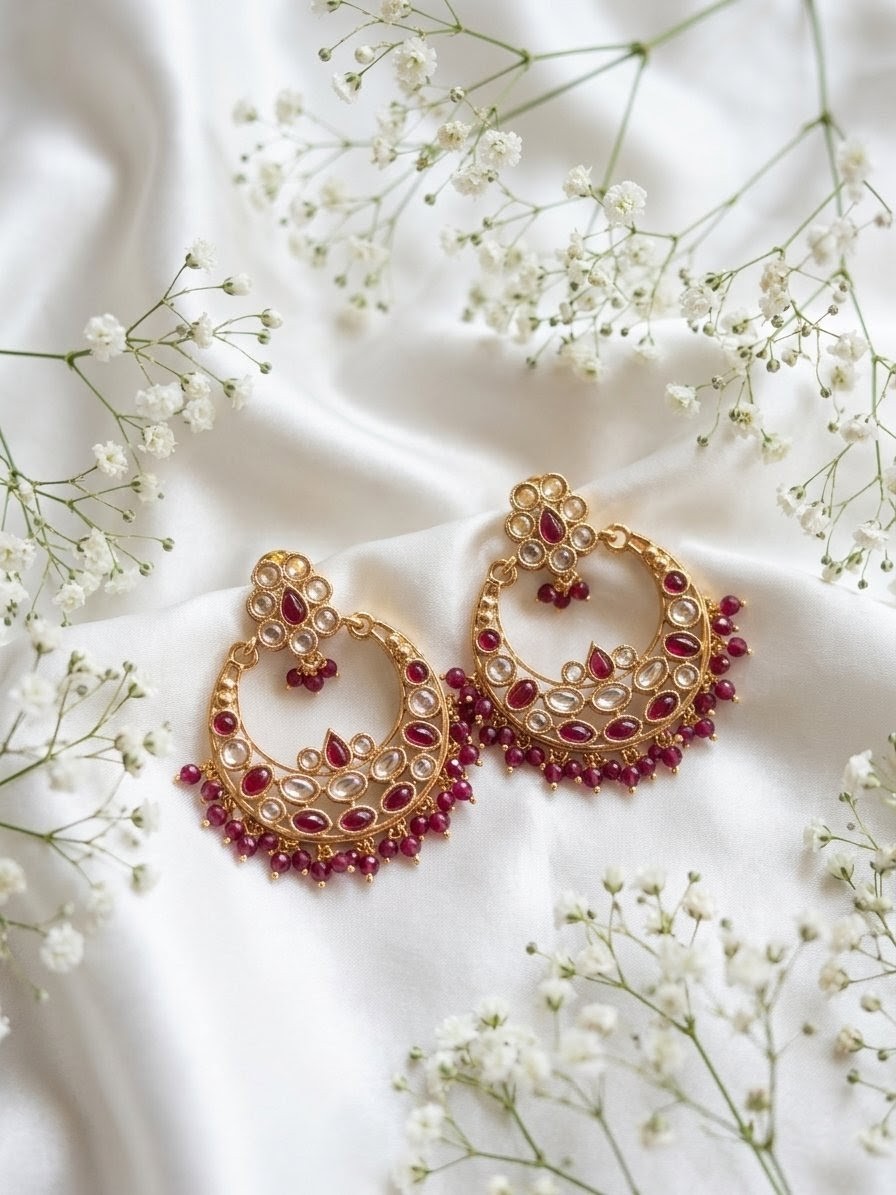 Crimson Crescent Earrings