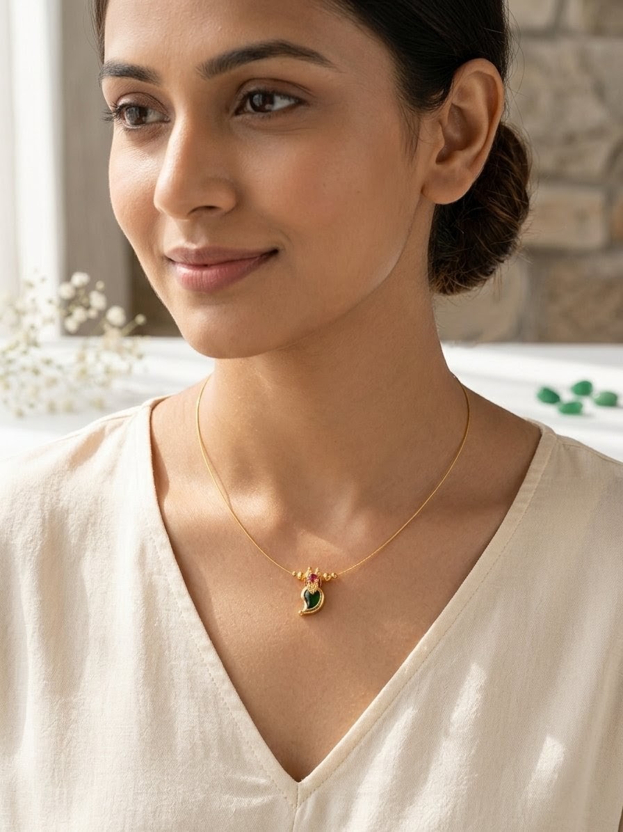 Emerald Charm Pendant Set