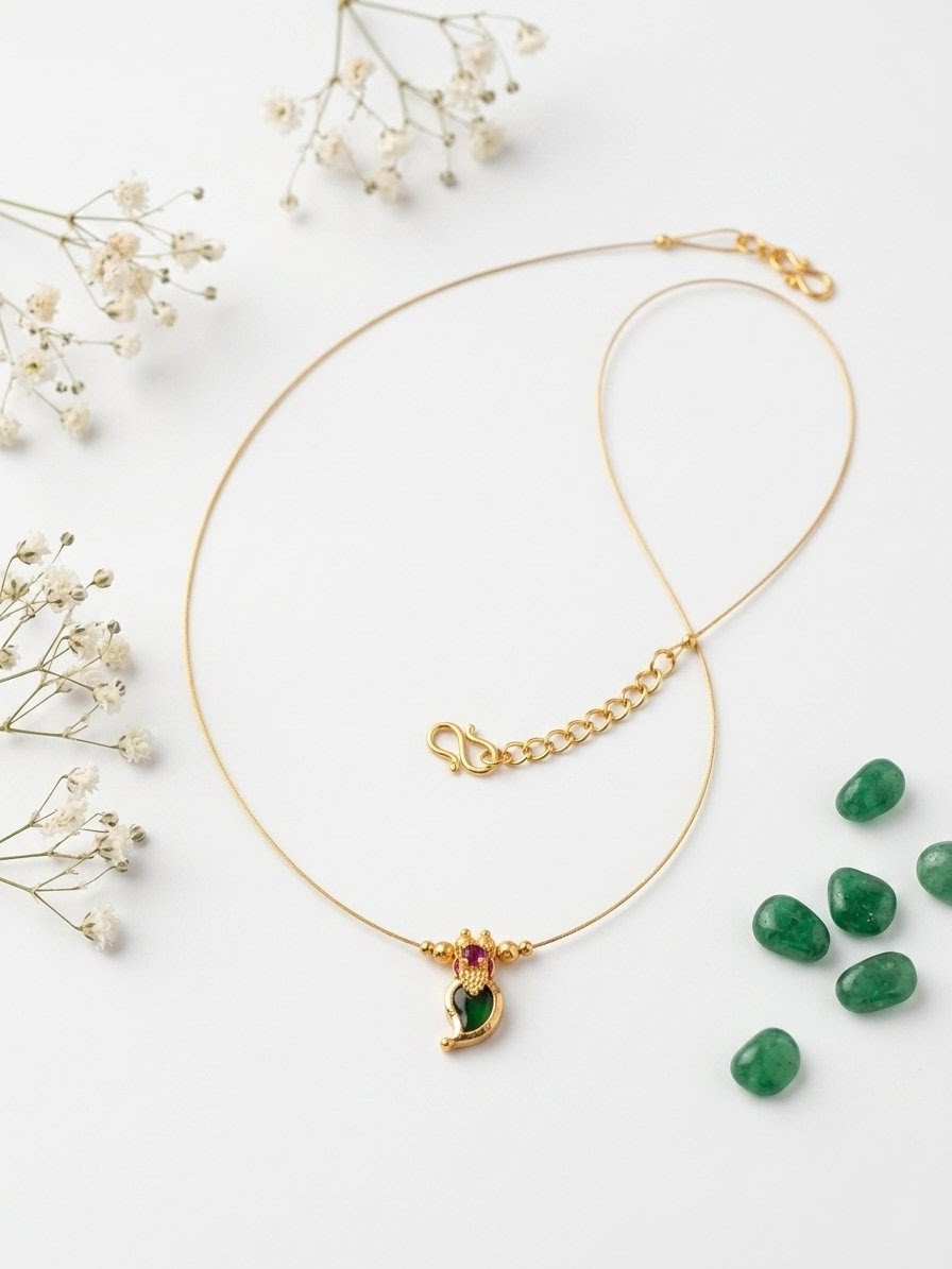 Emerald Charm Pendant Set