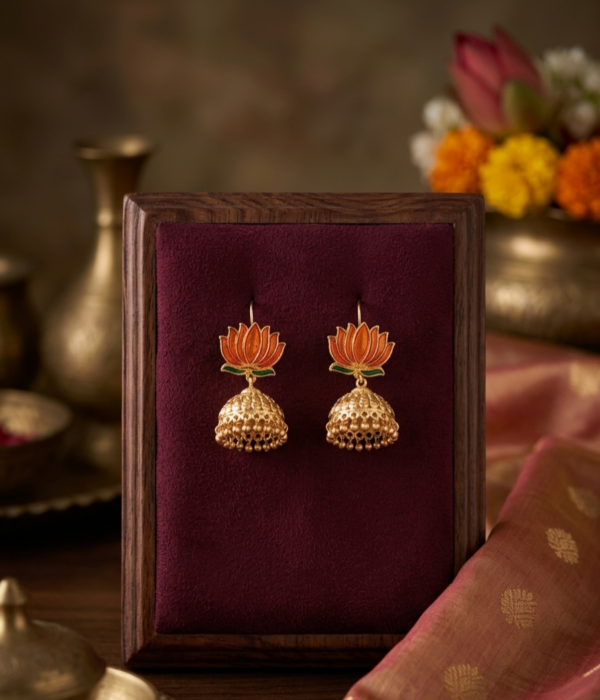 Lotus Heritage Jhumka Earrings