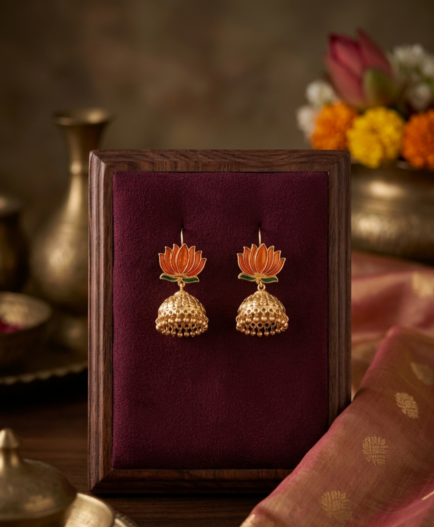 Lotus Heritage Jhumka Earrings