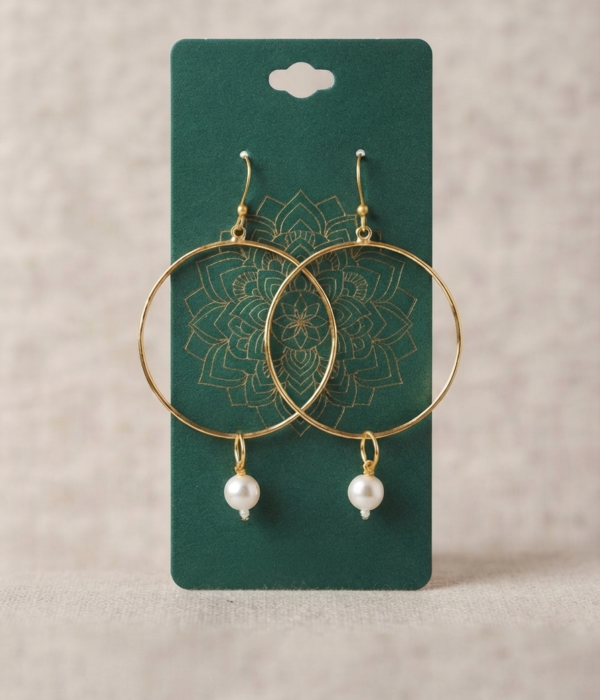 Classic Pearl Hoop Drop Earrings