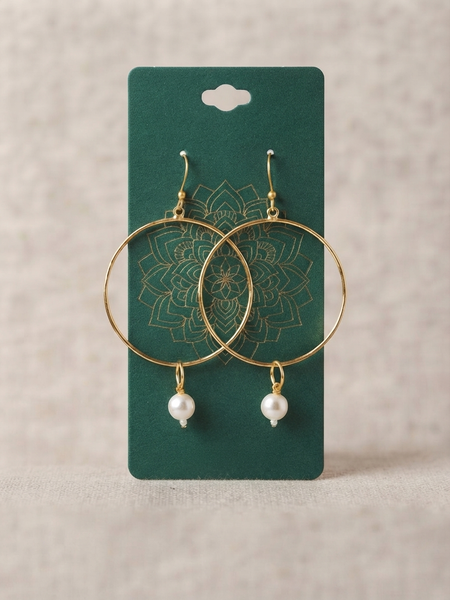 Classic Pearl Hoop Drop Earrings
