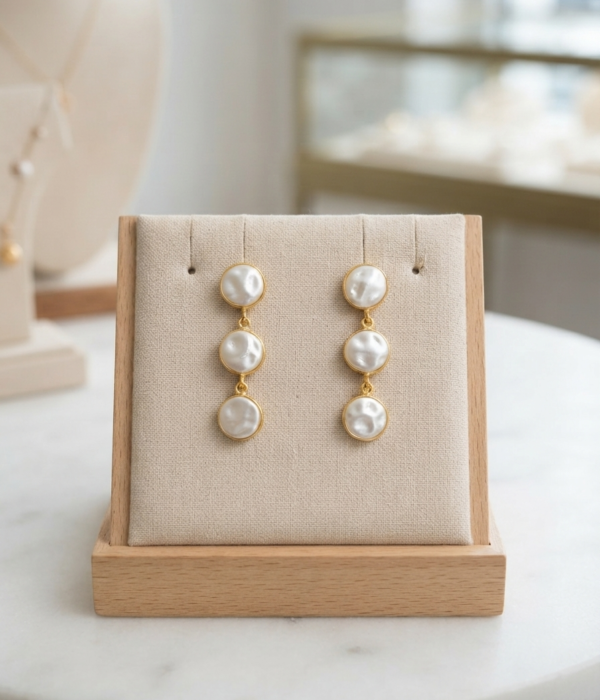 Classic Triple Pearl Drop Earrings