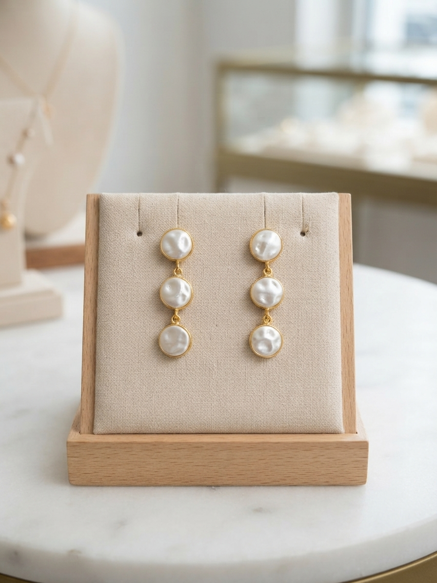 Classic Triple Pearl Drop Earrings