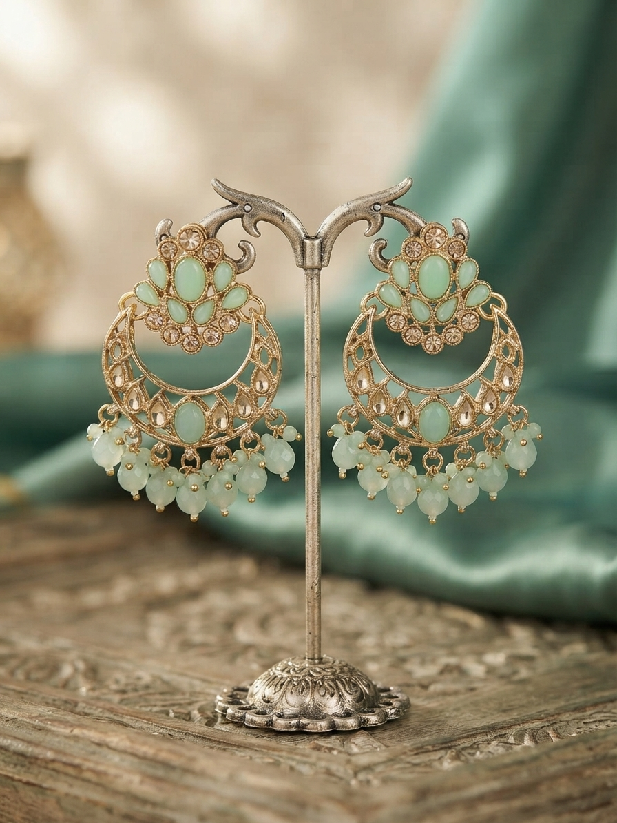 Mint Bloom Statement Earrings