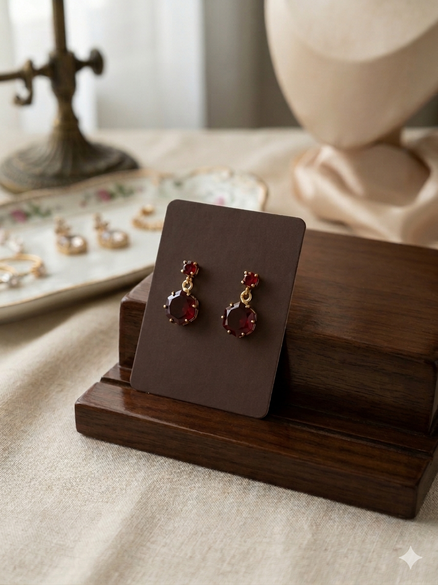 Ruby Red Duo Drop Earrings