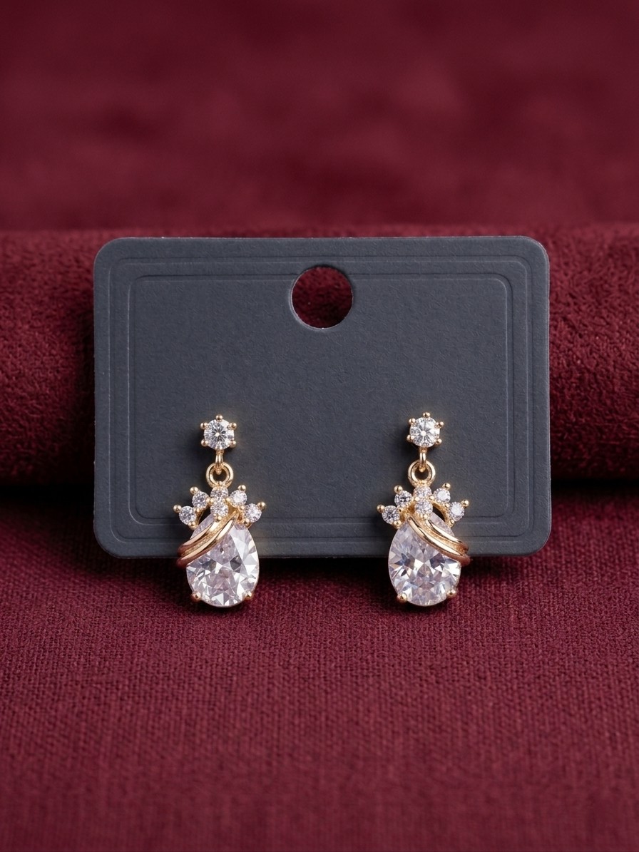 Crystal Dewdrop Floral Earrings