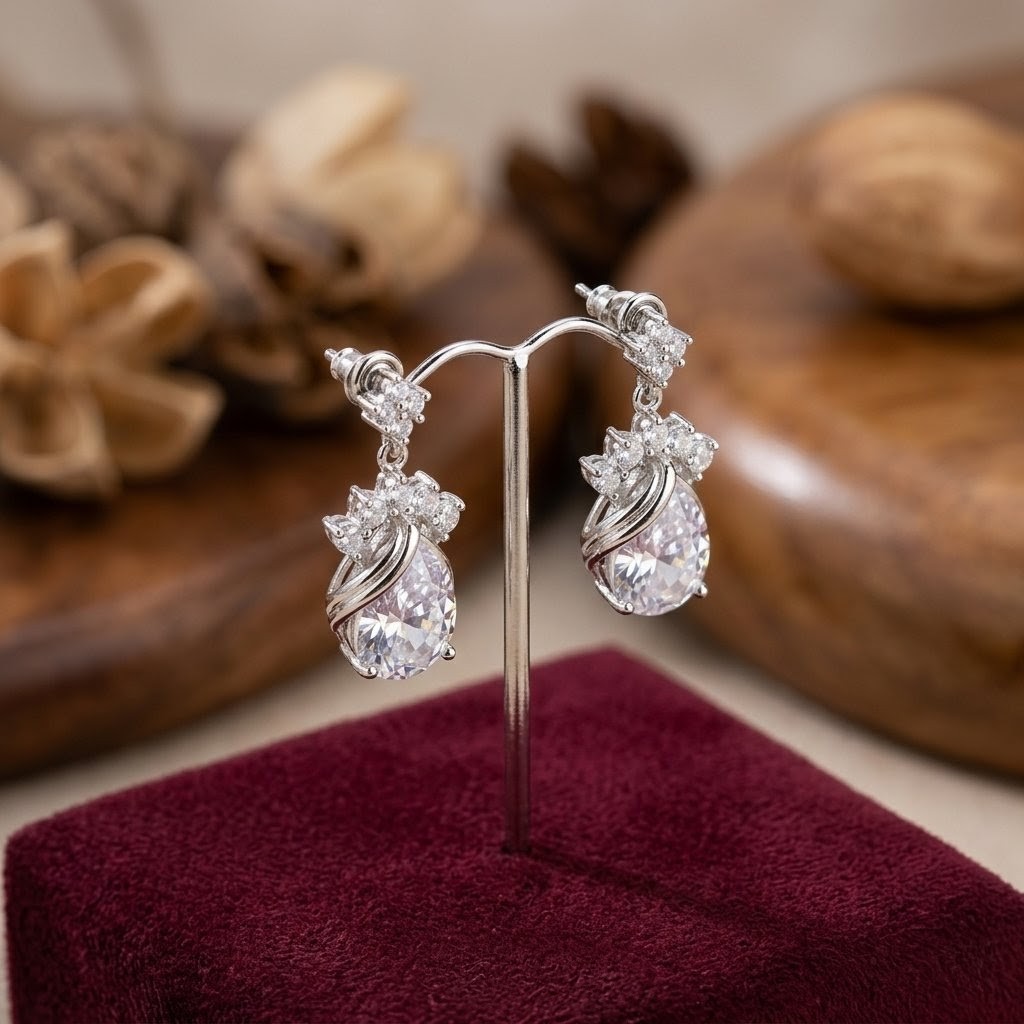 Crystal Dewdrop Floral Earrings