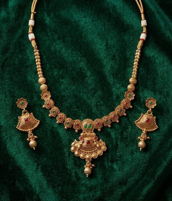 Antique Finish Ethnic Necklace & Earring Set