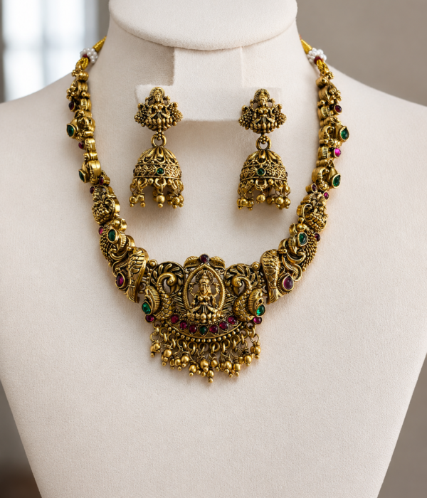 Antique Finish Lakshmi Necklace Set