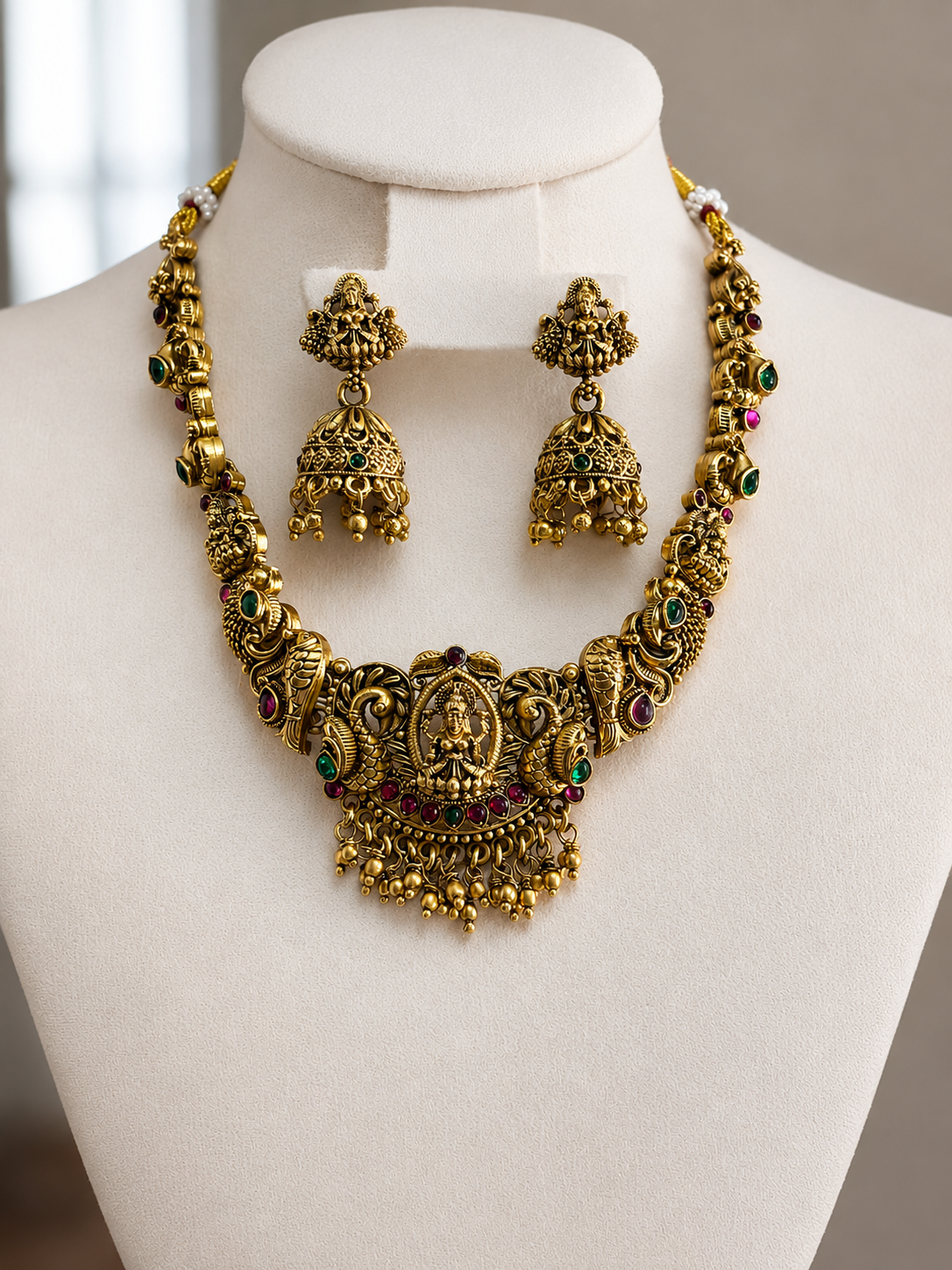 Antique Finish Lakshmi Necklace Set