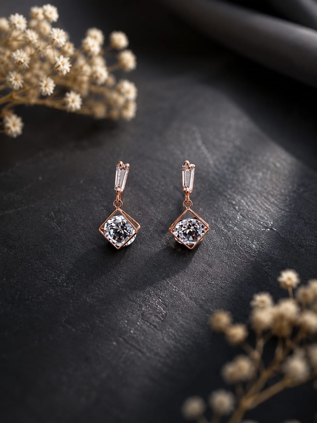 Geometric Crystal Drop Earrings