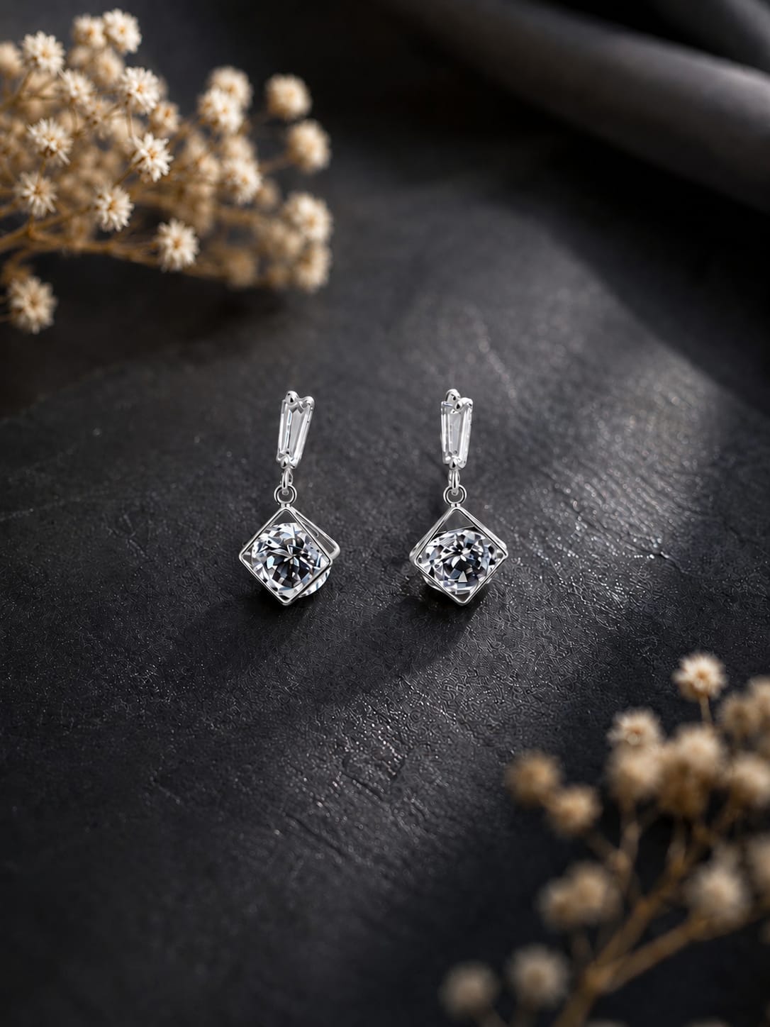 Geometric Crystal Drop Earrings