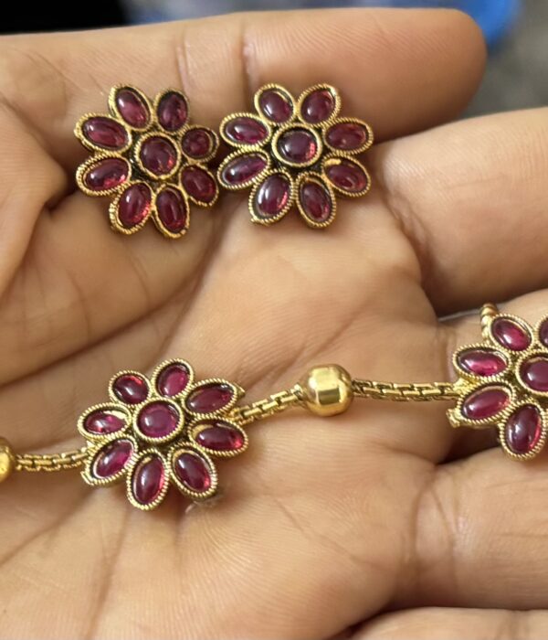 Ruby Blossom Floral Choker Set