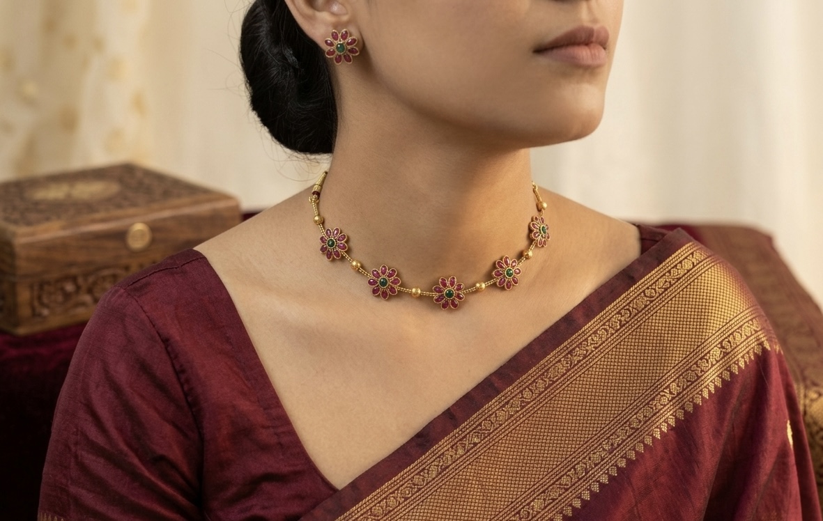 Ruby Petal Heritage Choker Set