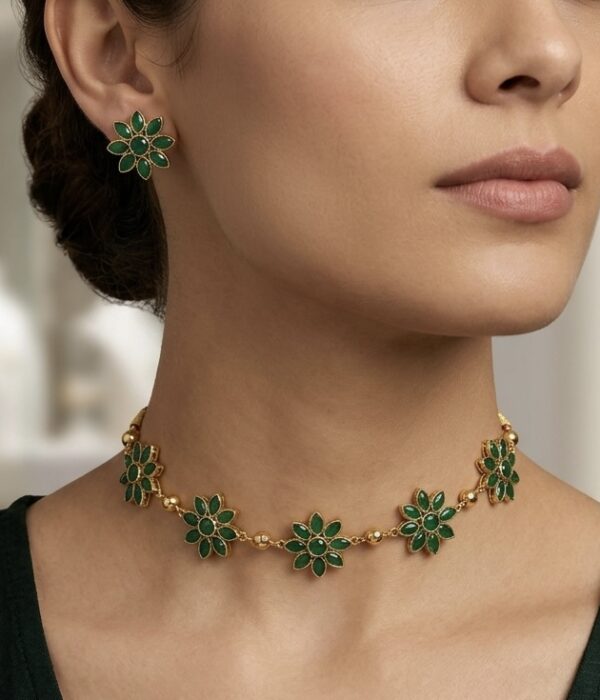 Emerald Floral Choker Set