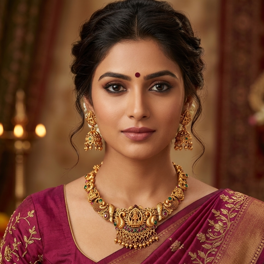 Antique Finish Lakshmi Necklace Set