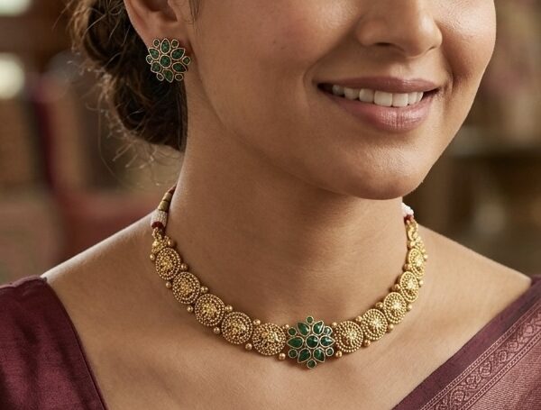 Emerald Bloom Antique Choker Set