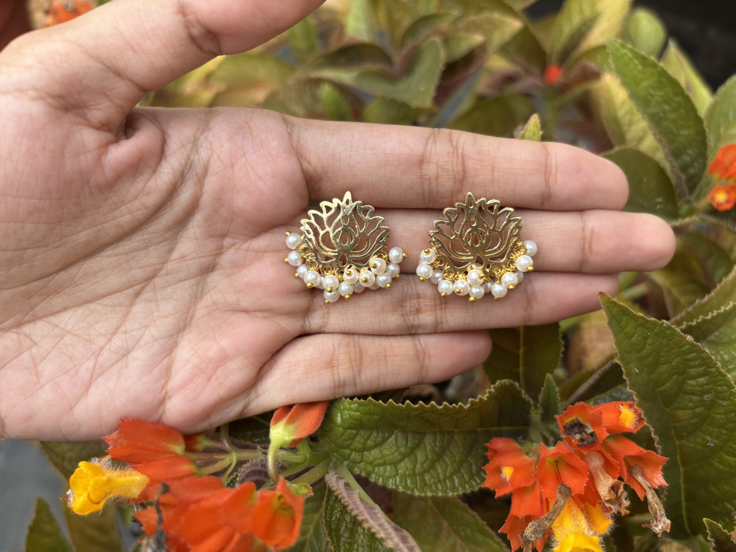 Lotus Pearl Earring