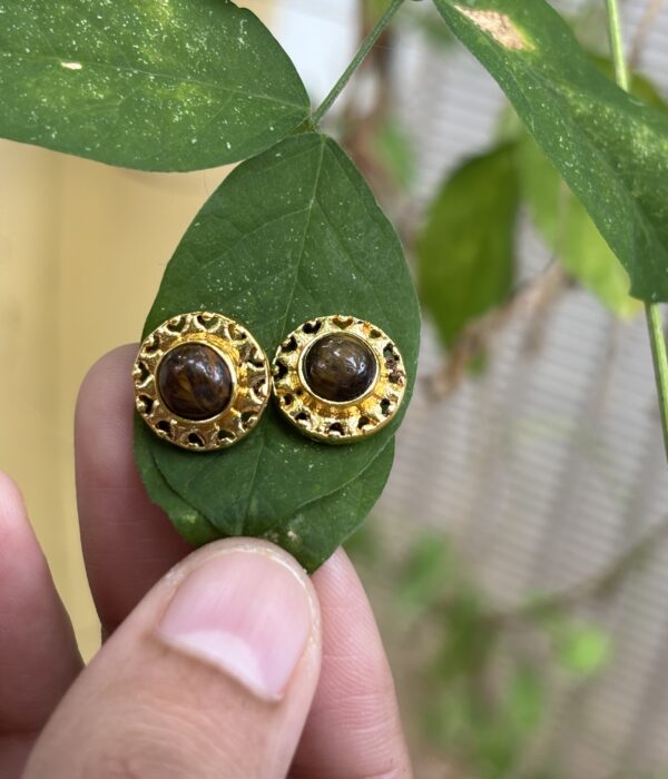 Krithika Golden Circle Raw Stone Stud