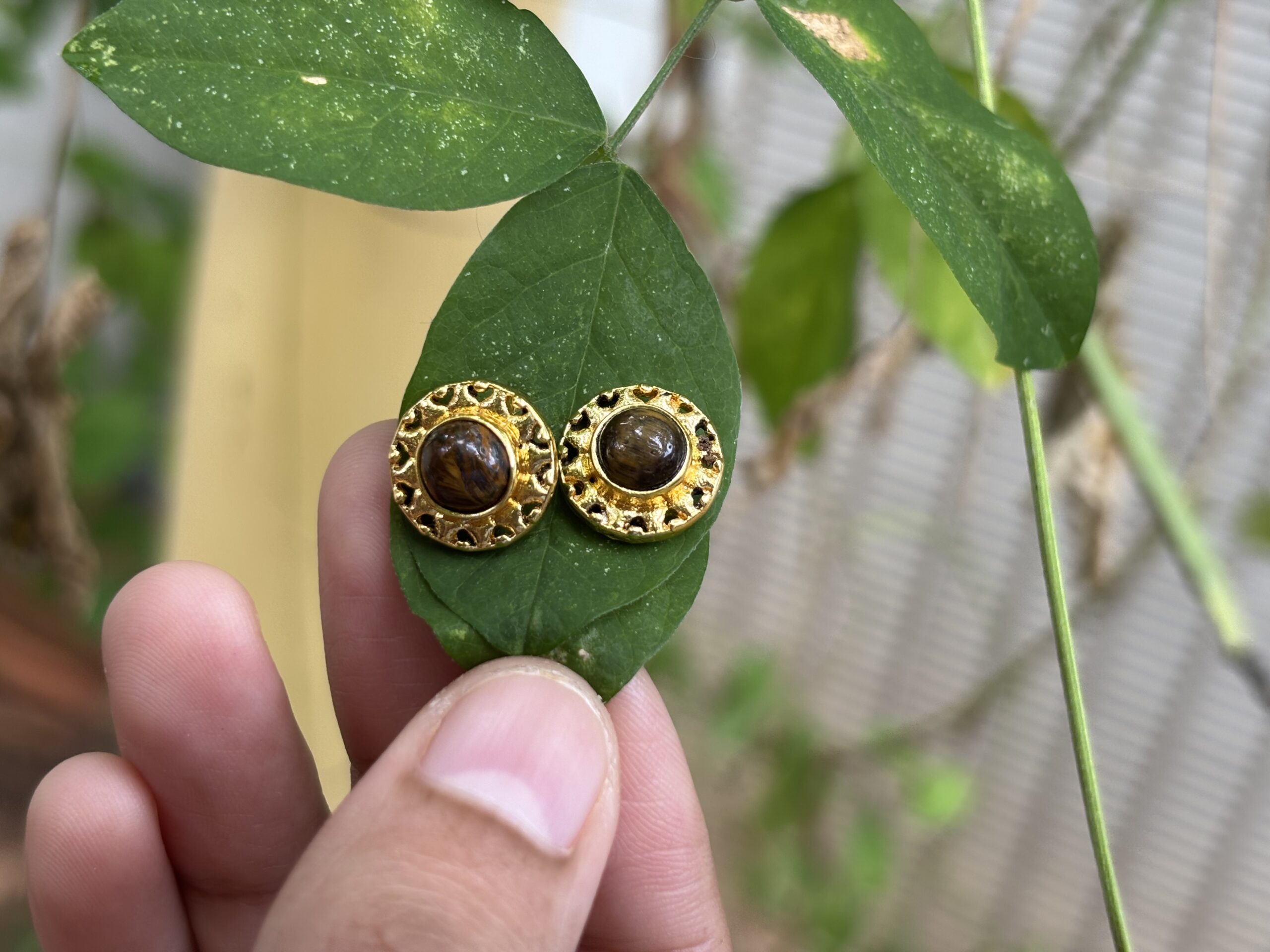 Krithika Golden Circle Raw Stone Stud